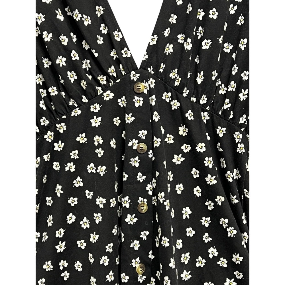 ASOS DESIGN Dress Womens 6‎ Tall Black Floral Button Front V-Neck Fit & Flare - Picture 4 of 11